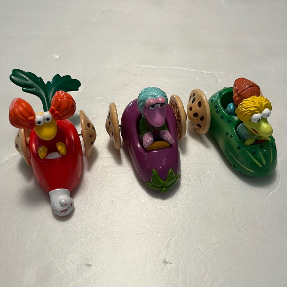 Vtg Fraggle Rock McDonald’s Happy Meal Vegetable Toy Car Set of 3 Red Wembley